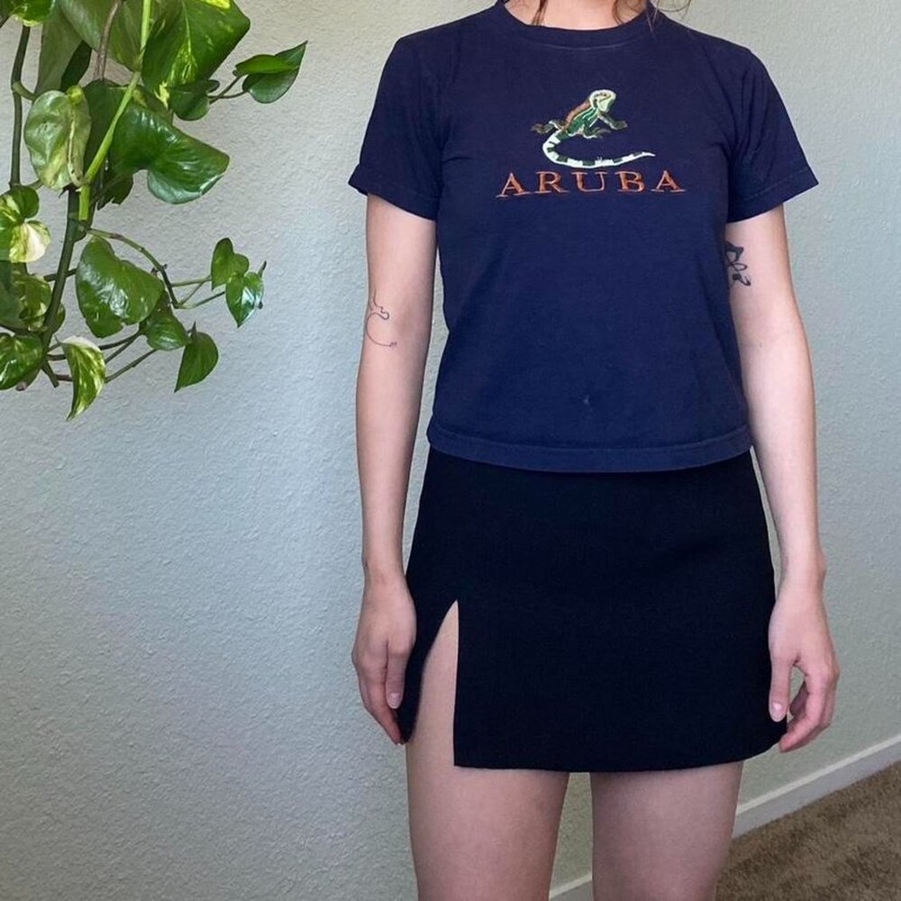 Bebe Women's Black and Navy Skirt